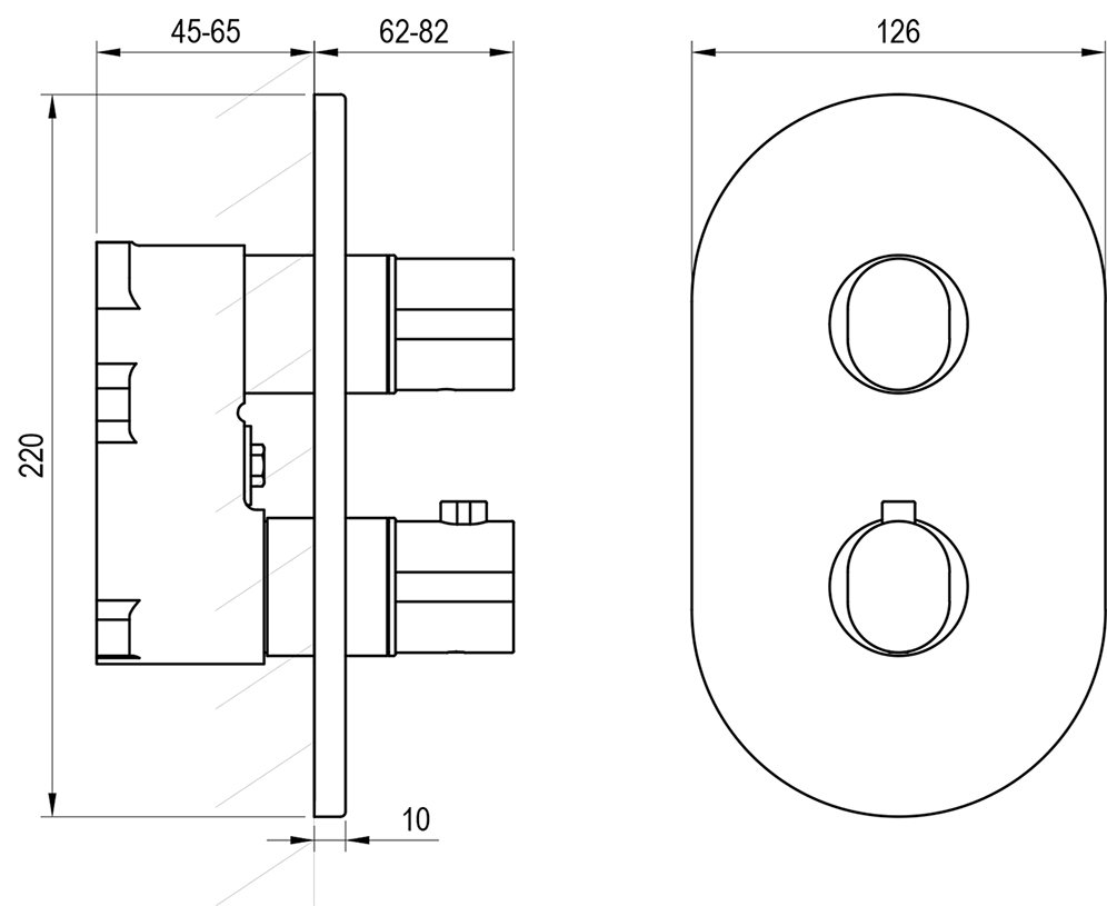 Chrome II CR 063.00-Thermostat-Unterputzarmatur mit Umsteller, für R-Box