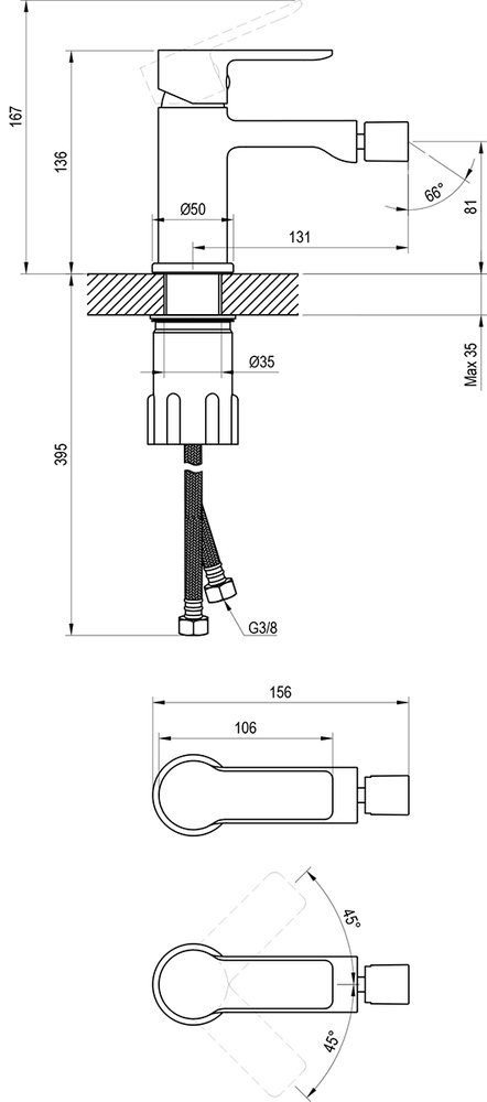 Solar Bidet-Einlocharmatur